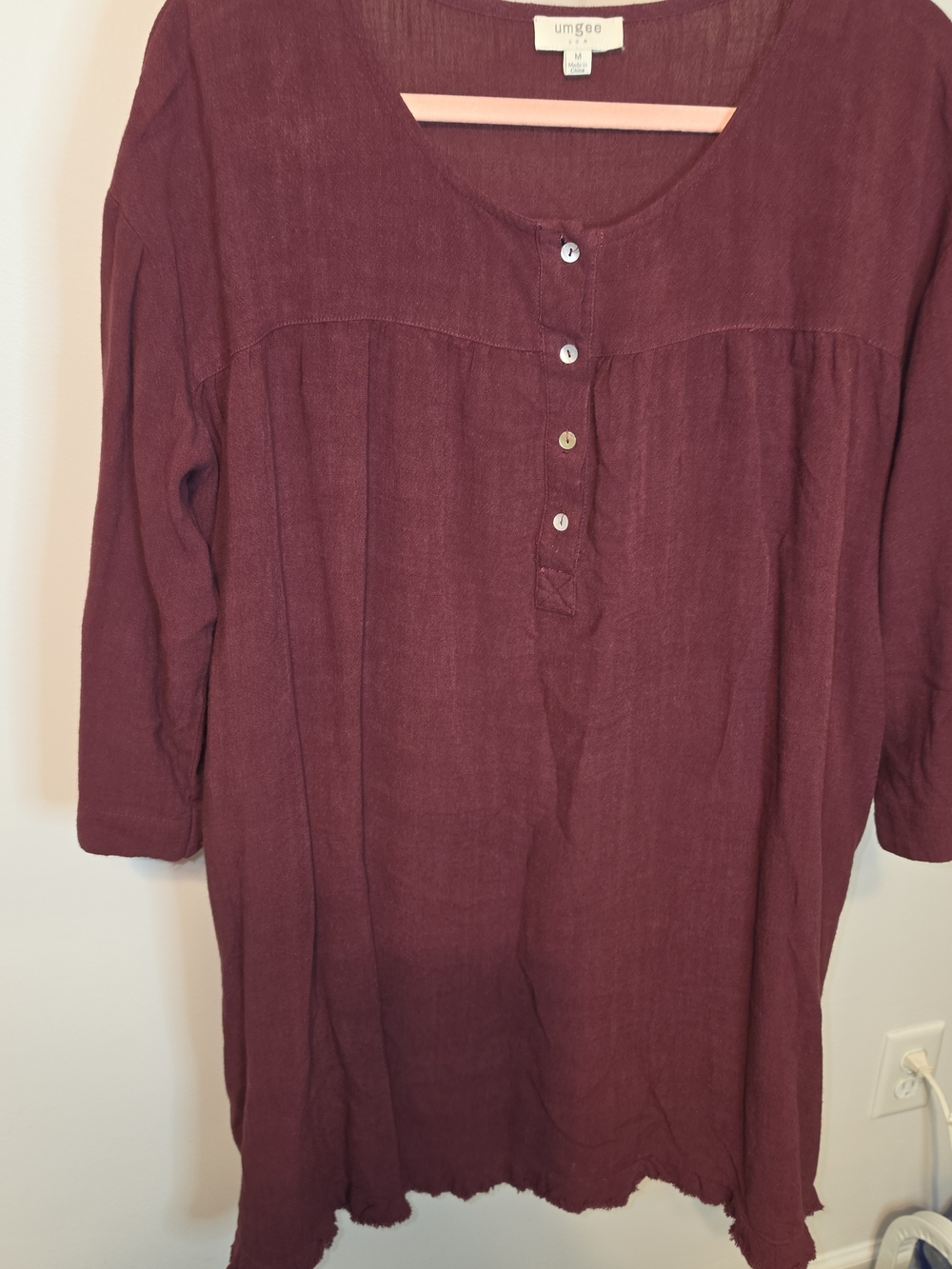 Umgee Burgundy Button-Front Mini Dress